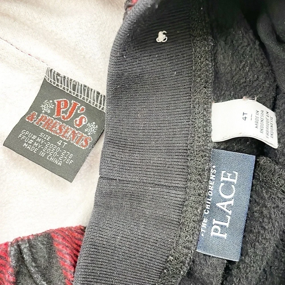 PJ's & Presents plaid fleece pj bottoms + The Children's Place black sweatpants